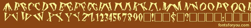 ThePlain-fontti – keltaiset fontit ruskealla taustalla