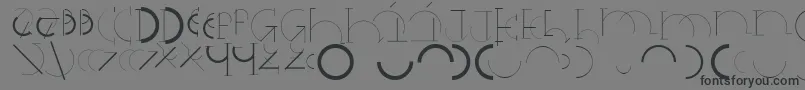 Halfcirclealphabetxp-Schriftart – Schwarze Schriften auf grauem Hintergrund