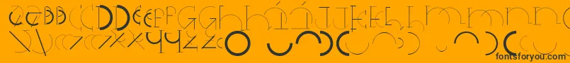 Halfcirclealphabetxp-Schriftart – Schwarze Schriften auf orangefarbenem Hintergrund