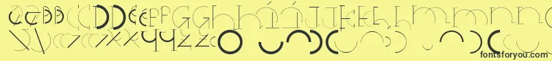 Halfcirclealphabetxp-fontti – mustat fontit keltaisella taustalla