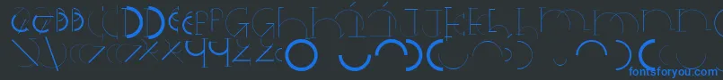 Halfcirclealphabetxp-fontti – siniset fontit mustalla taustalla