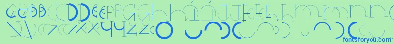 Czcionka Halfcirclealphabetxp – niebieskie czcionki na zielonym tle