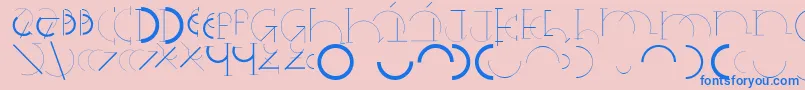 Fonte Halfcirclealphabetxp – fontes azuis em um fundo rosa