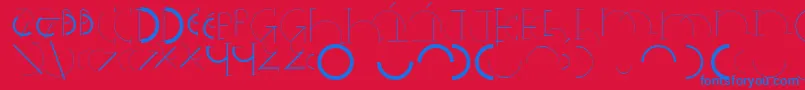 Halfcirclealphabetxp-Schriftart – Blaue Schriften auf rotem Hintergrund