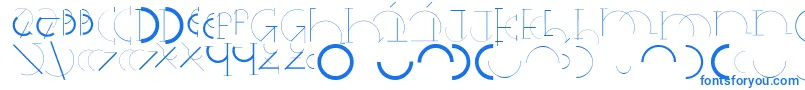 Czcionka Halfcirclealphabetxp – niebieskie czcionki na białym tle
