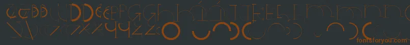 Halfcirclealphabetxp-fontti – ruskeat fontit mustalla taustalla