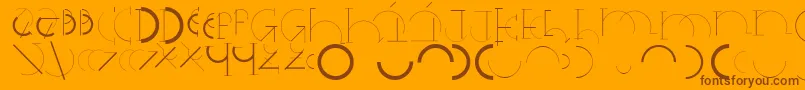 Halfcirclealphabetxp-Schriftart – Braune Schriften auf orangefarbenem Hintergrund