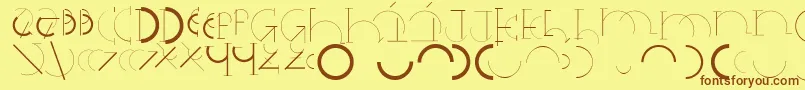 フォントHalfcirclealphabetxp – 茶色の文字が黄色の背景にあります。