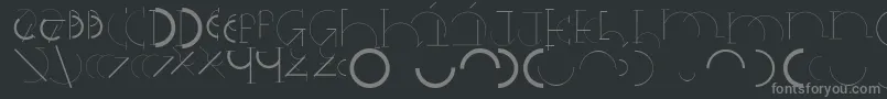 Halfcirclealphabetxp-fontti – harmaat kirjasimet mustalla taustalla