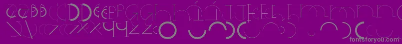 Halfcirclealphabetxp-fontti – harmaat kirjasimet violetilla taustalla