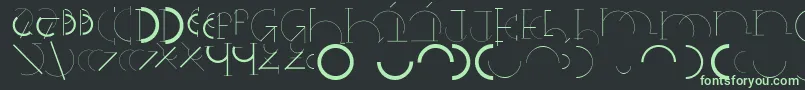 Halfcirclealphabetxp-Schriftart – Grüne Schriften auf schwarzem Hintergrund