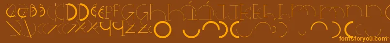 フォントHalfcirclealphabetxp – オレンジ色の文字が茶色の背景にあります。