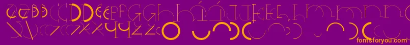 Halfcirclealphabetxp-fontti – oranssit fontit violetilla taustalla