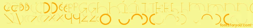フォントHalfcirclealphabetxp – オレンジの文字が黄色の背景にあります。