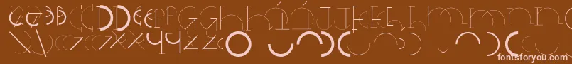 Halfcirclealphabetxp-fontti – vaaleanpunaiset fontit ruskealla taustalla