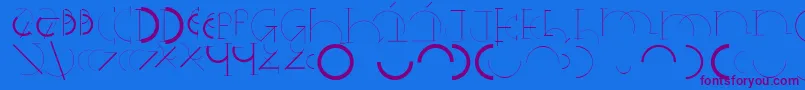 Halfcirclealphabetxp-Schriftart – Violette Schriften auf blauem Hintergrund