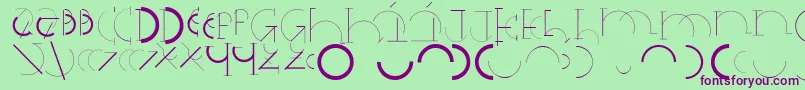 Halfcirclealphabetxp-fontti – violetit fontit vihreällä taustalla