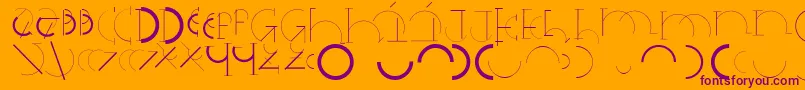 Halfcirclealphabetxp-Schriftart – Violette Schriften auf orangefarbenem Hintergrund