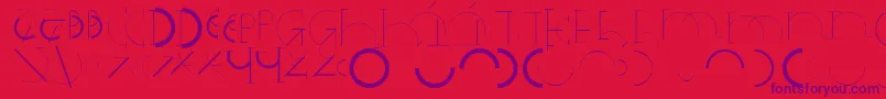 Halfcirclealphabetxp-Schriftart – Violette Schriften auf rotem Hintergrund