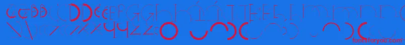 Czcionka Halfcirclealphabetxp – czerwone czcionki na niebieskim tle