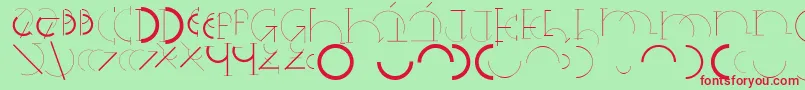 Halfcirclealphabetxp-fontti – punaiset fontit vihreällä taustalla