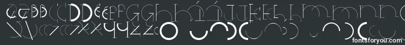 Halfcirclealphabetxp-fontti – valkoiset fontit mustalla taustalla