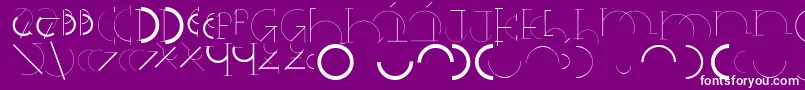 Halfcirclealphabetxp-fontti – valkoiset fontit violetilla taustalla
