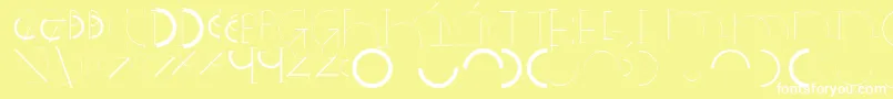 Halfcirclealphabetxp-fontti – valkoiset fontit keltaisella taustalla