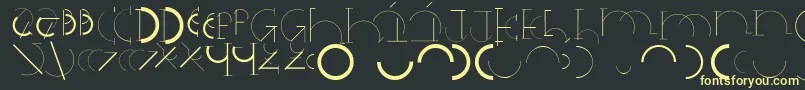 Halfcirclealphabetxp-Schriftart – Gelbe Schriften auf schwarzem Hintergrund