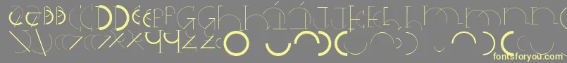 Halfcirclealphabetxp-Schriftart – Gelbe Schriften auf grauem Hintergrund