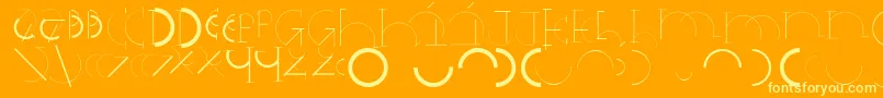 フォントHalfcirclealphabetxp – オレンジの背景に黄色の文字