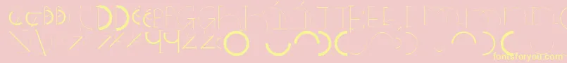 Halfcirclealphabetxp-Schriftart – Gelbe Schriften auf rosa Hintergrund