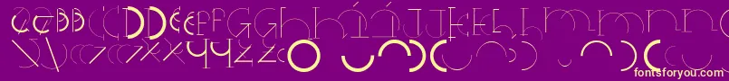 Halfcirclealphabetxp-fontti – keltaiset fontit violetilla taustalla