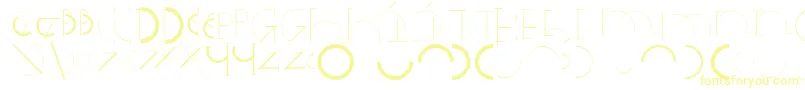 フォントHalfcirclealphabetxp – 白い背景に黄色の文字