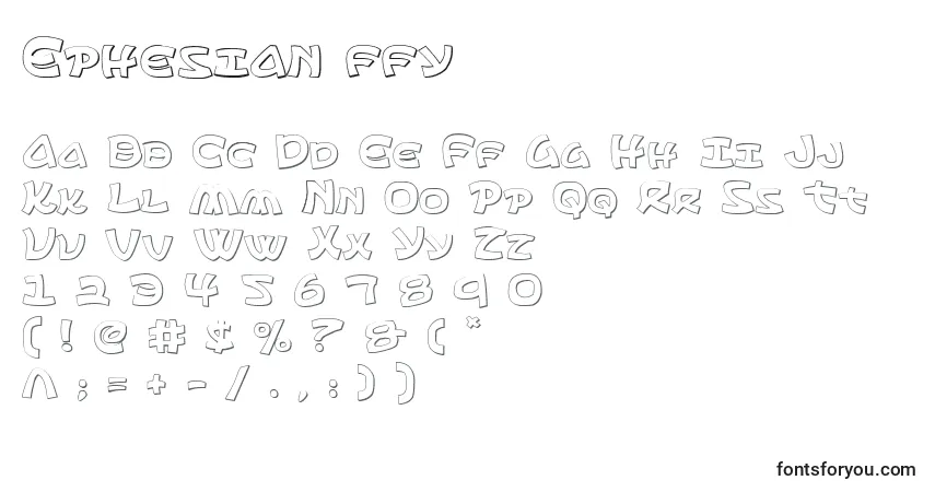 Czcionka Ephesian ffy – alfabet, cyfry, specjalne znaki