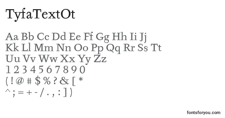 Schriftart TyfaTextOt – Alphabet, Zahlen, spezielle Symbole