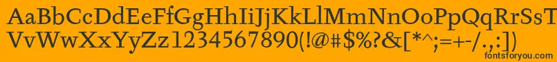 TyfaTextOt-Schriftart – Schwarze Schriften auf orangefarbenem Hintergrund