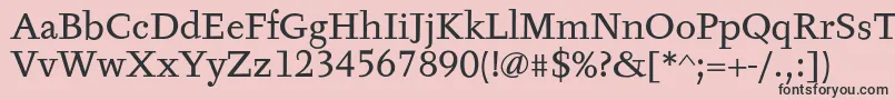 TyfaTextOt-fontti – mustat fontit vaaleanpunaisella taustalla