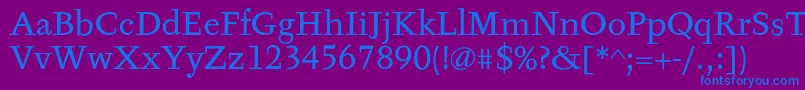 TyfaTextOt-Schriftart – Blaue Schriften auf violettem Hintergrund