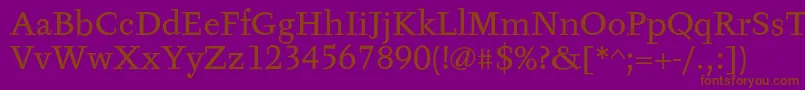 TyfaTextOt-fontti – ruskeat fontit violetilla taustalla