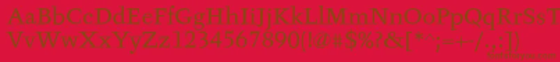 TyfaTextOt-fontti – ruskeat fontit punaisella taustalla