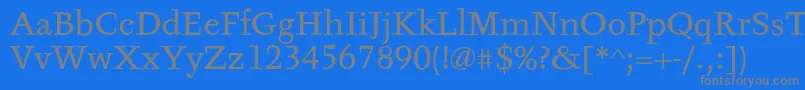 TyfaTextOt-Schriftart – Graue Schriften auf blauem Hintergrund