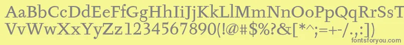 TyfaTextOt-Schriftart – Graue Schriften auf gelbem Hintergrund