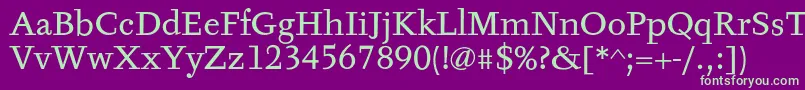 フォントTyfaTextOt – 紫の背景に緑のフォント