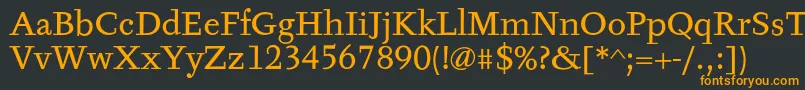 TyfaTextOt-Schriftart – Orangefarbene Schriften auf schwarzem Hintergrund