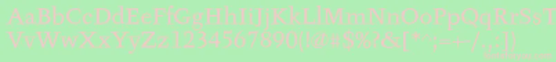 TyfaTextOt-fontti – vaaleanpunaiset fontit vihreällä taustalla