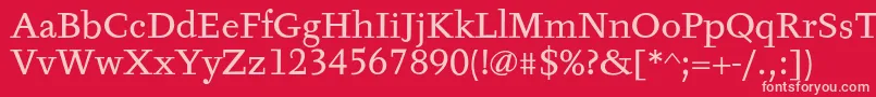TyfaTextOt-fontti – vaaleanpunaiset fontit punaisella taustalla