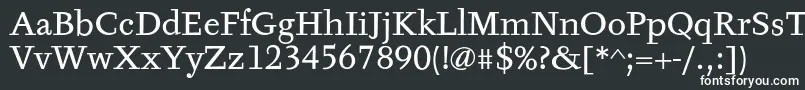 TyfaTextOt-fontti – valkoiset fontit mustalla taustalla