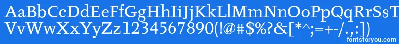 TyfaTextOt-fontti – valkoiset fontit sinisellä taustalla