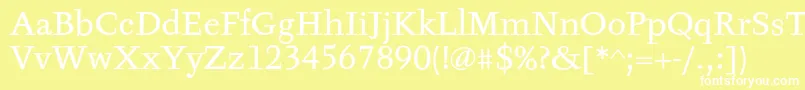 TyfaTextOt-Schriftart – Weiße Schriften auf gelbem Hintergrund